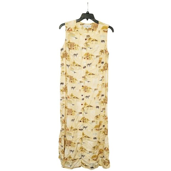 Marisa Christina Sleeveless Sun Dress Safari Print Button-Front Womens Size 16 - Picture 1 of 5